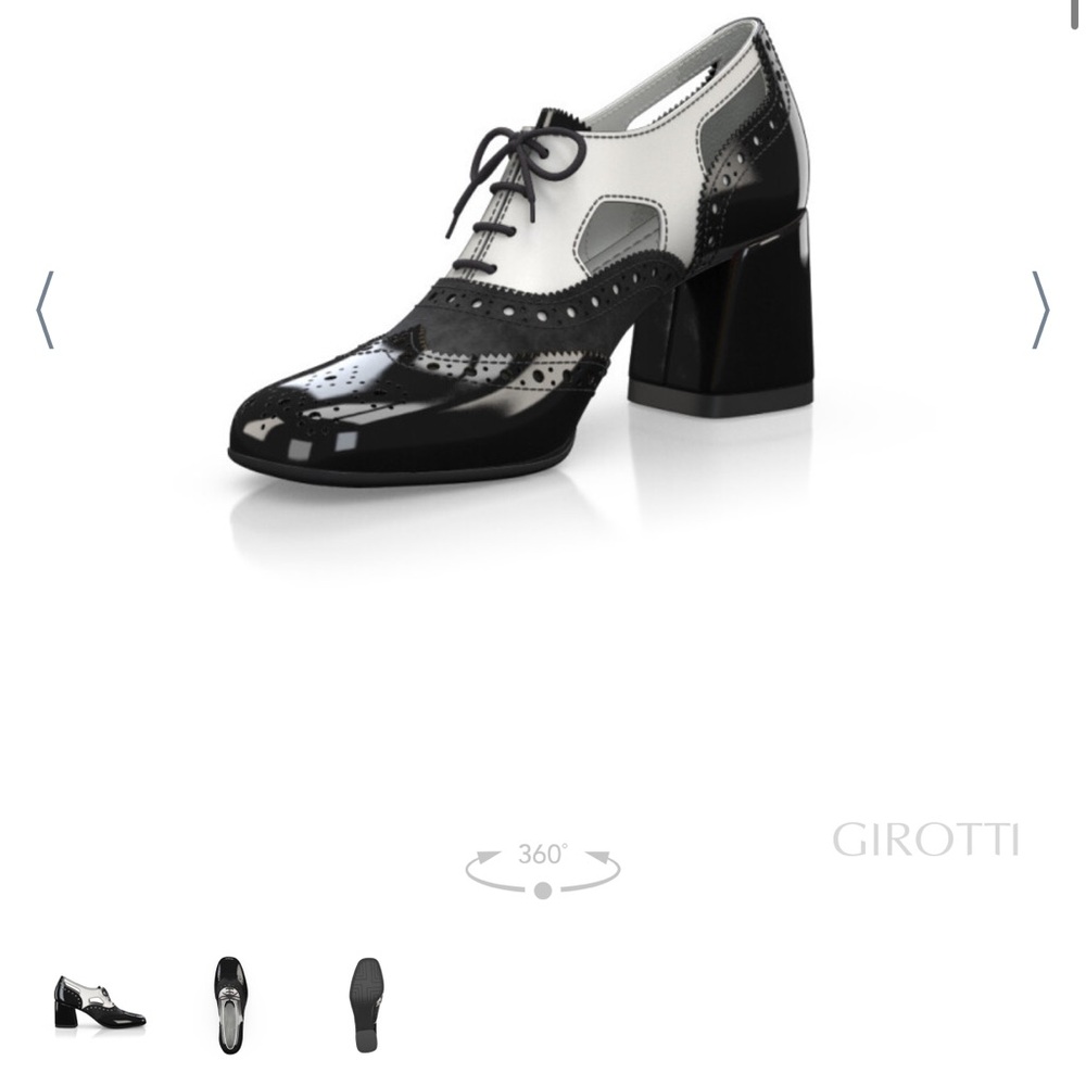 Girotti Black and White Block Heel Oxfords - Picture 3 of 10